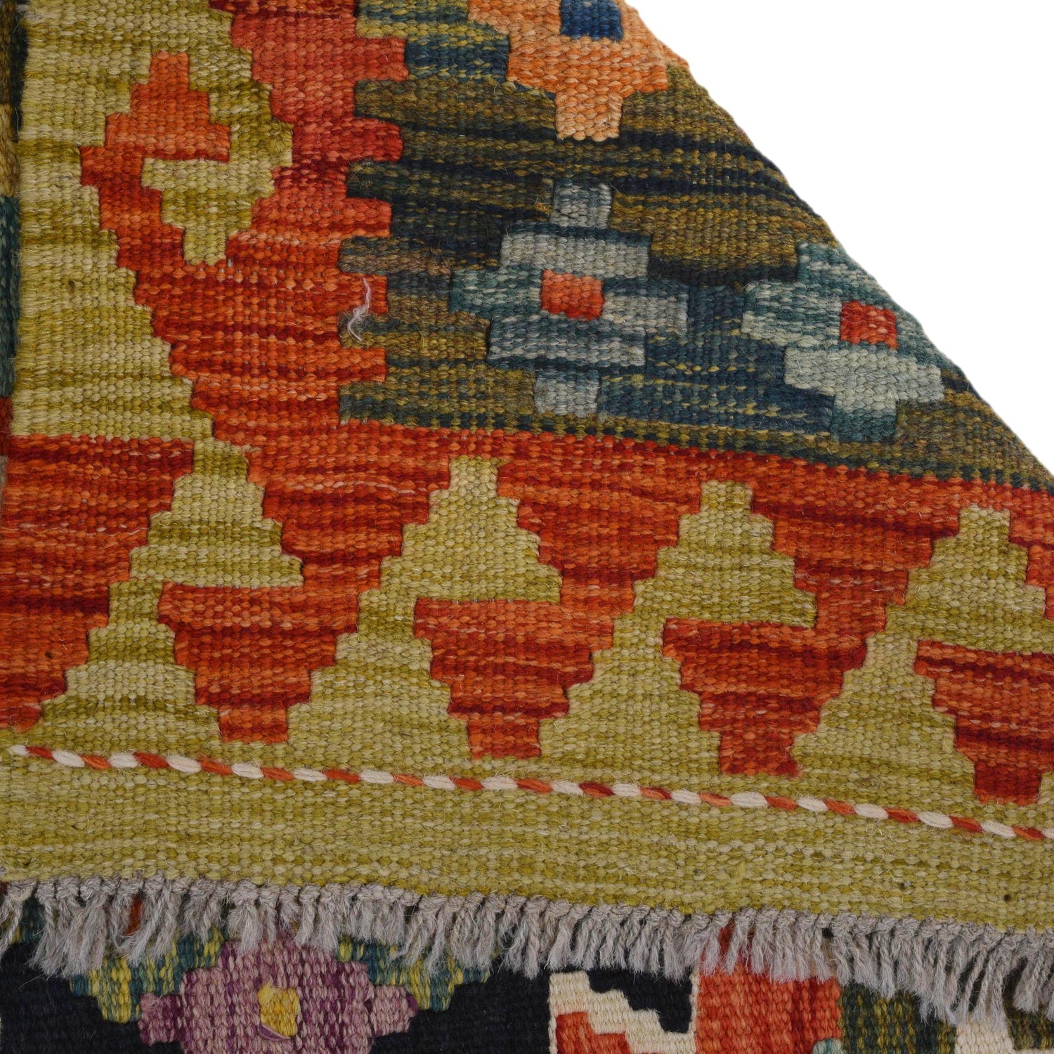 Hand Knotted Afghan Style Kilim Runner 2' 7" x 8' 2" ft / 79 x248 cm - No. Y31573
