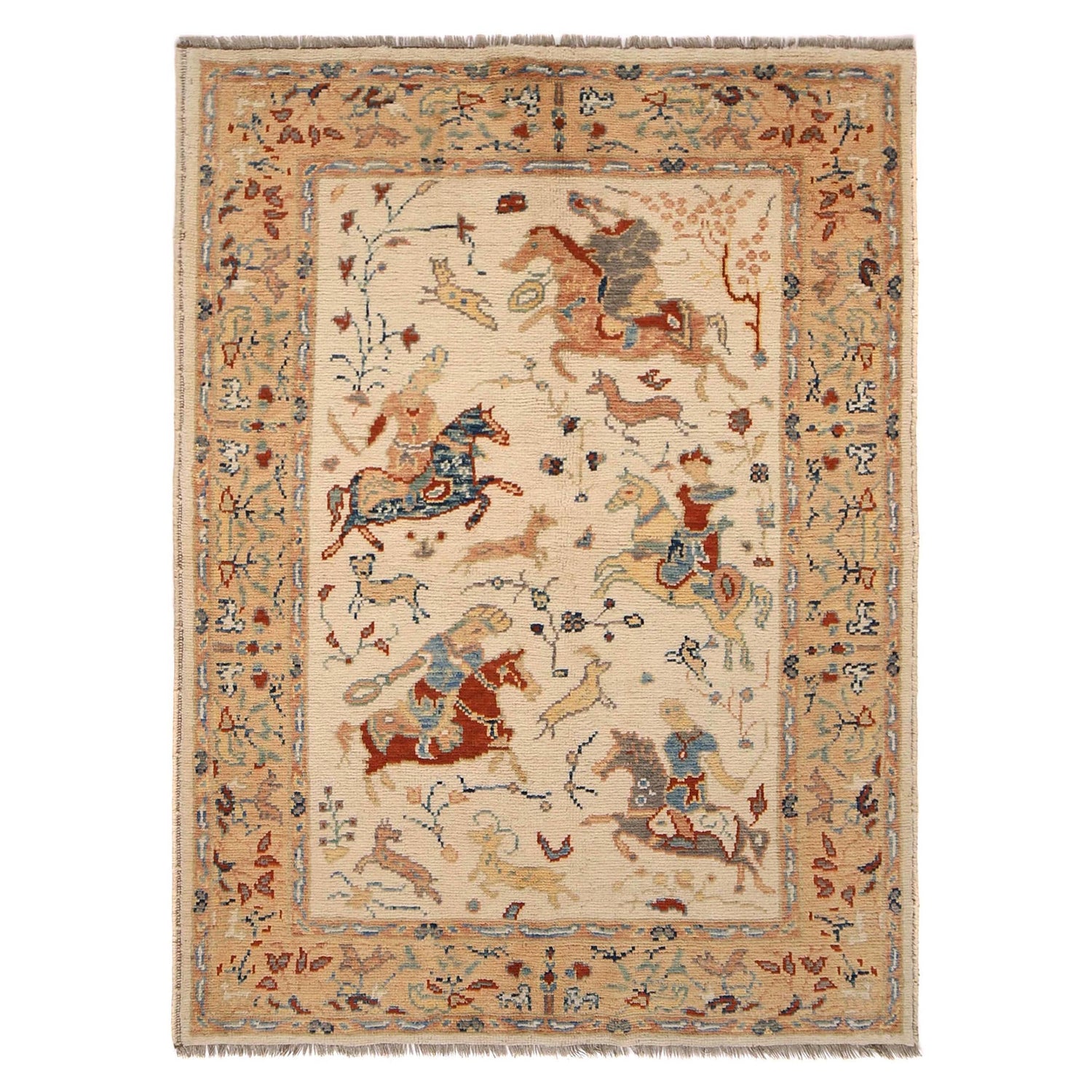 Handmade Picture Area Rug 4' 4" x 5' 10" ft / 133 x 177 cm - No. Y33028