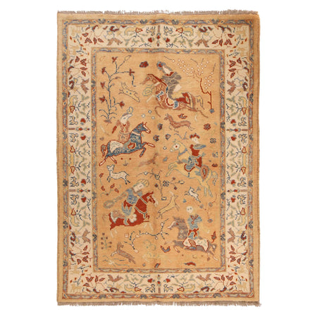 Handmade Pictorial Carpet 4' 0" x 5' 10" ft / 123 x 177 cm - No. Y33029