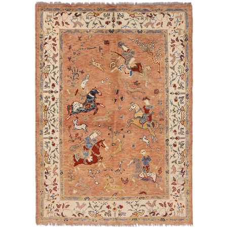 Handmade Picture Area Rug 4' 4" x 5' 10" ft / 131 x 179 cm - No. Y33033