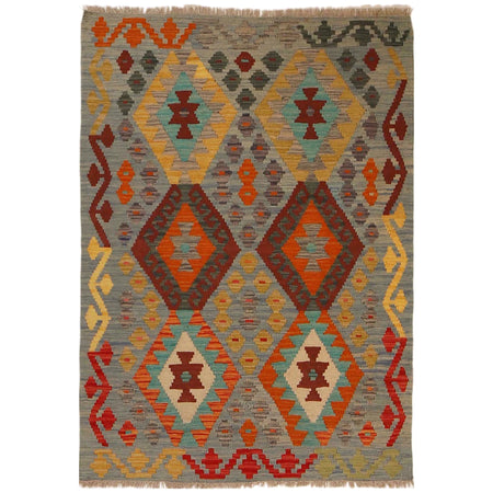 Handmade Turkish Design Wool Kilim 3' 4" x 4' 9" ft / 101 x 144 cm - No. Y35091