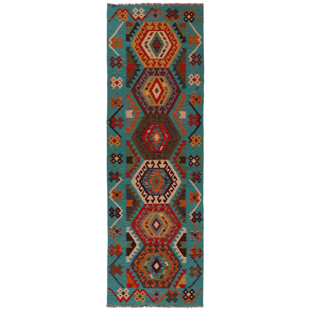 Handmade Turkish Design Wool Kilim Runner 2' 10" x 9' 9" ft / 87 x 298 cm - No. Y35093