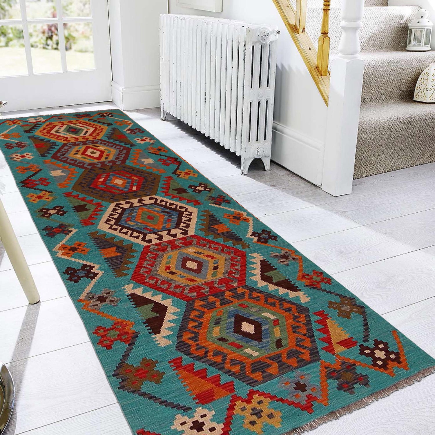 Handmade Turkish Design Wool Kilim Runner 2' 10" x 9' 9" ft / 87 x 298 cm - No. Y35093