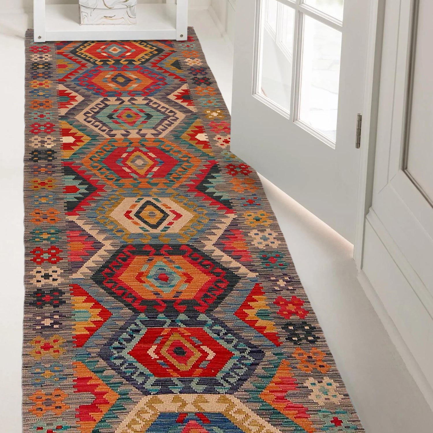 Long Chobi Kilim Runner 2' 10" x 9' 9" ft / 87 x 297 cm - No. Y35095