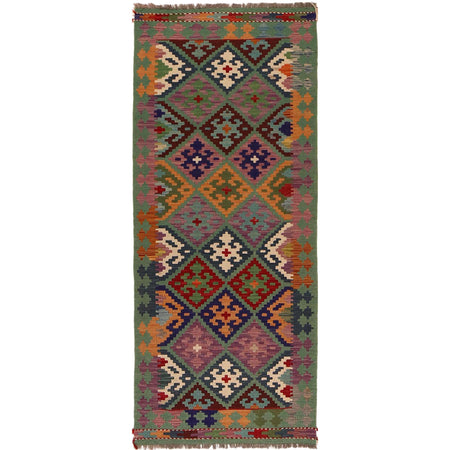 Handmade Turkish Design Wool Kilim Runner 2' 9"x 6' 7" ft / 84 x 201 cm - No. Y35097