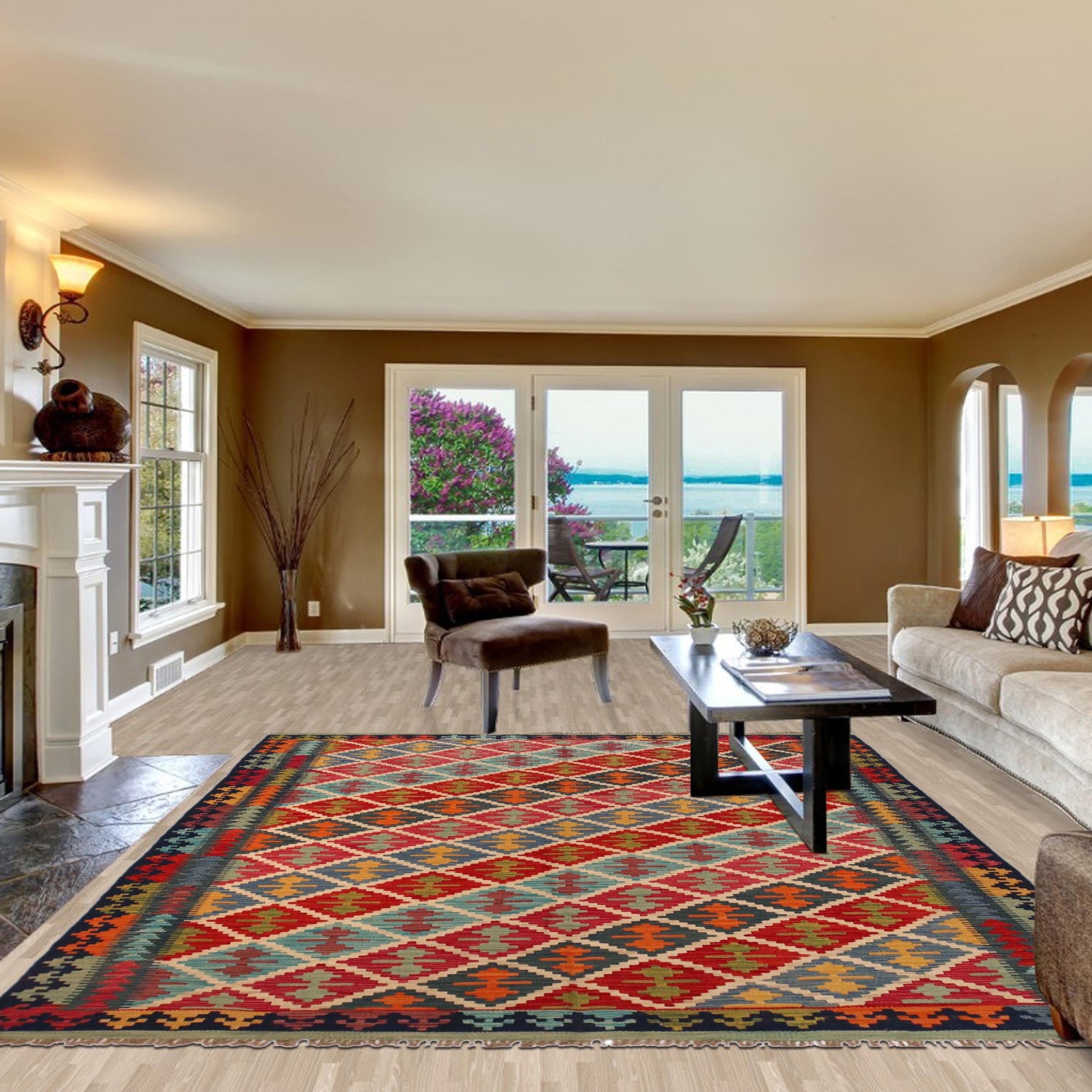 Hand Knotted Flatweave Kilim 5' 9" x 7' 9" ft / 175 x 235 cm - No. Y35602