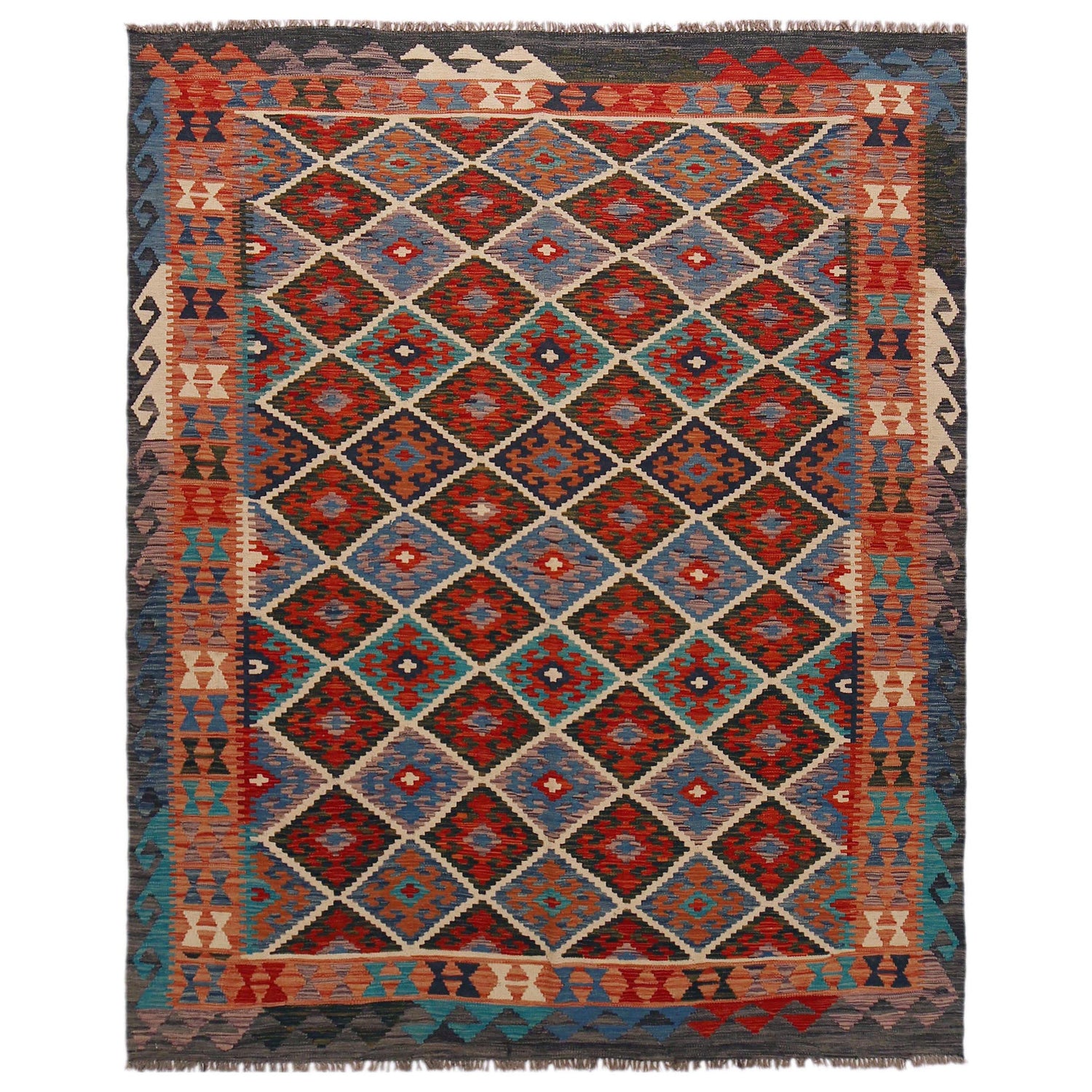 Handwoven Turkish Afghan Rug | Authentic Kilim Multi. – ALLRUGO