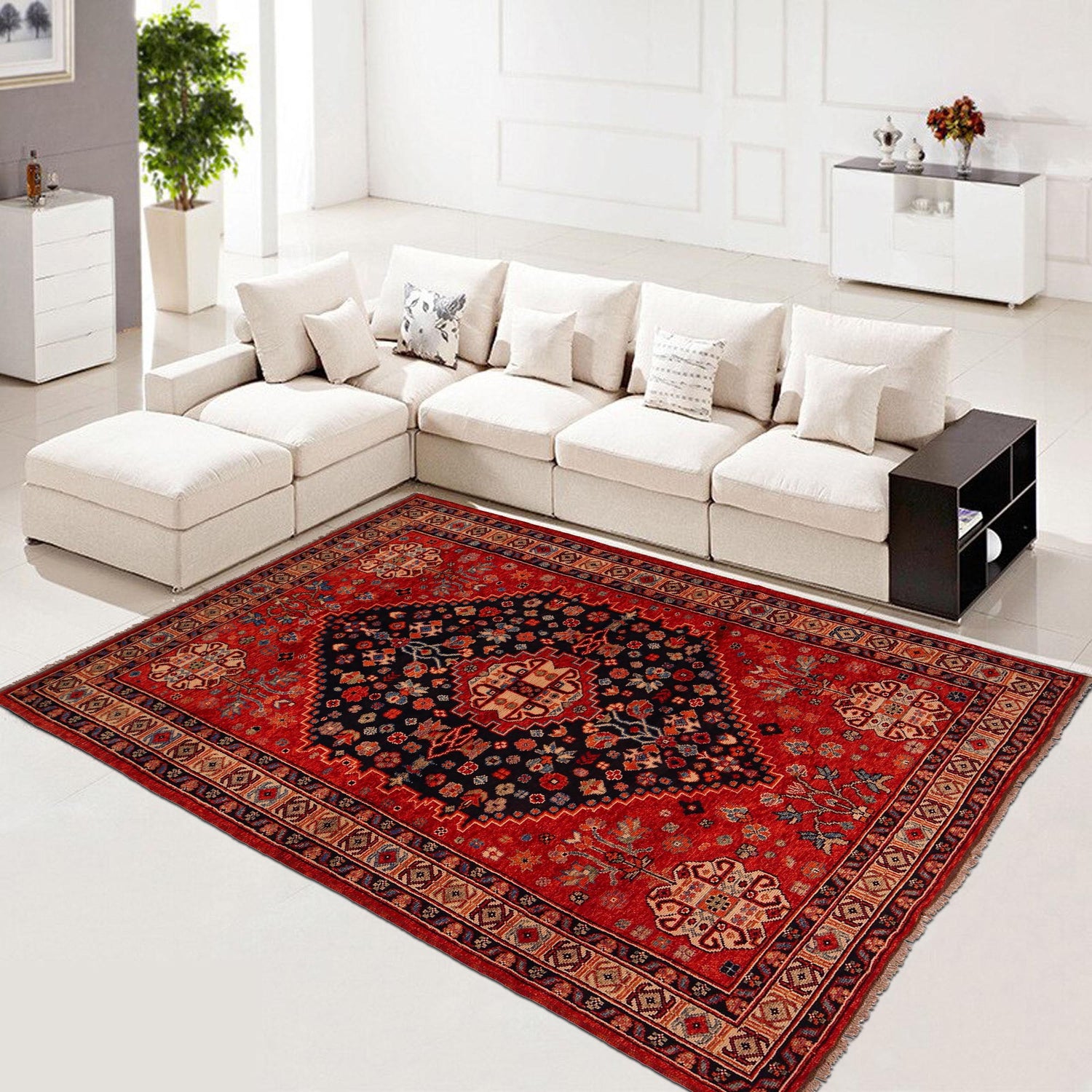 Shirazi Hand Knotted Carpet 6' 7" x 9' 8" ft / 200 x 295 cm - No. Y35652