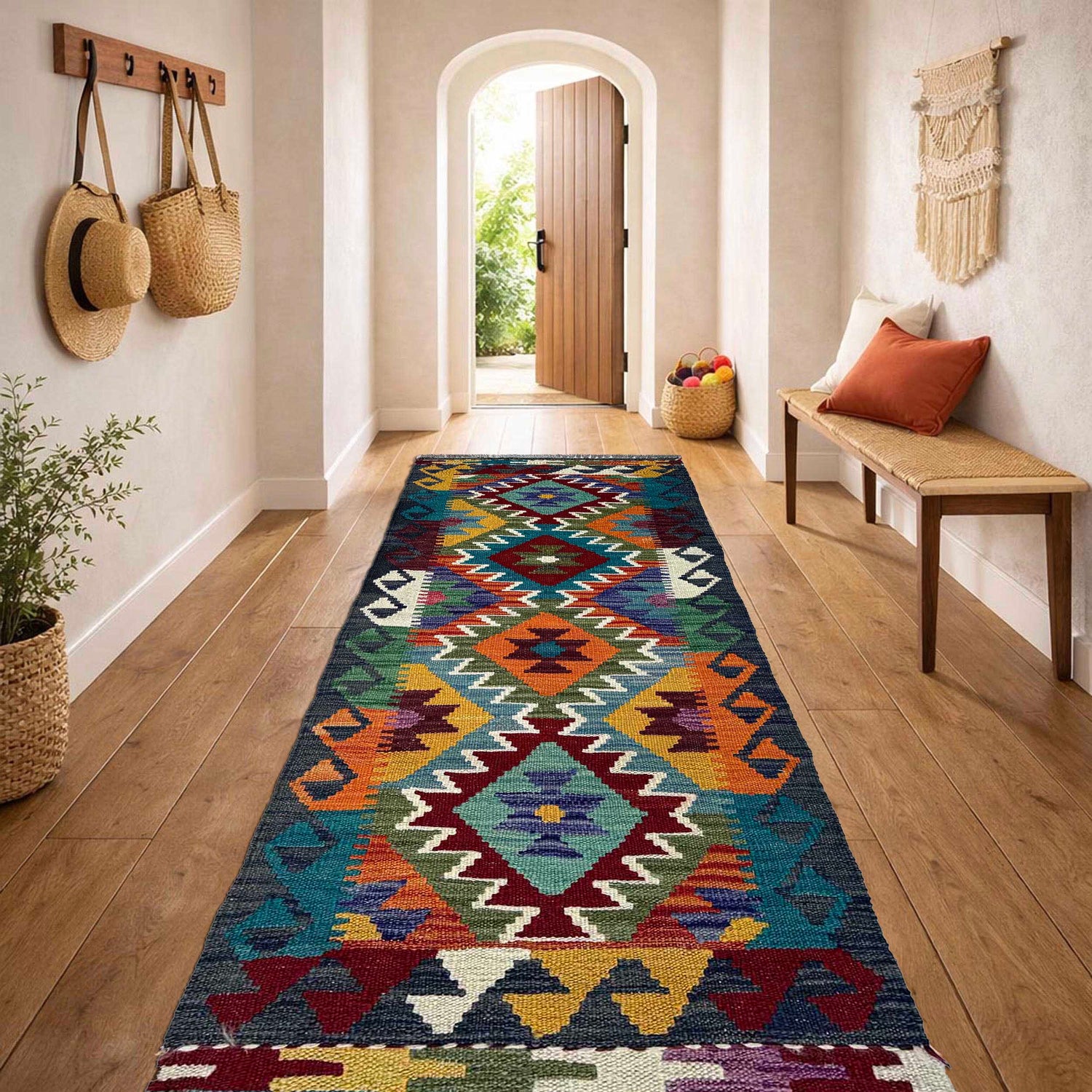 Handmade Vegetable Kelim Runner 1' 8" x 4' 10"  ft / 52 x 148 cm - No. Y37265