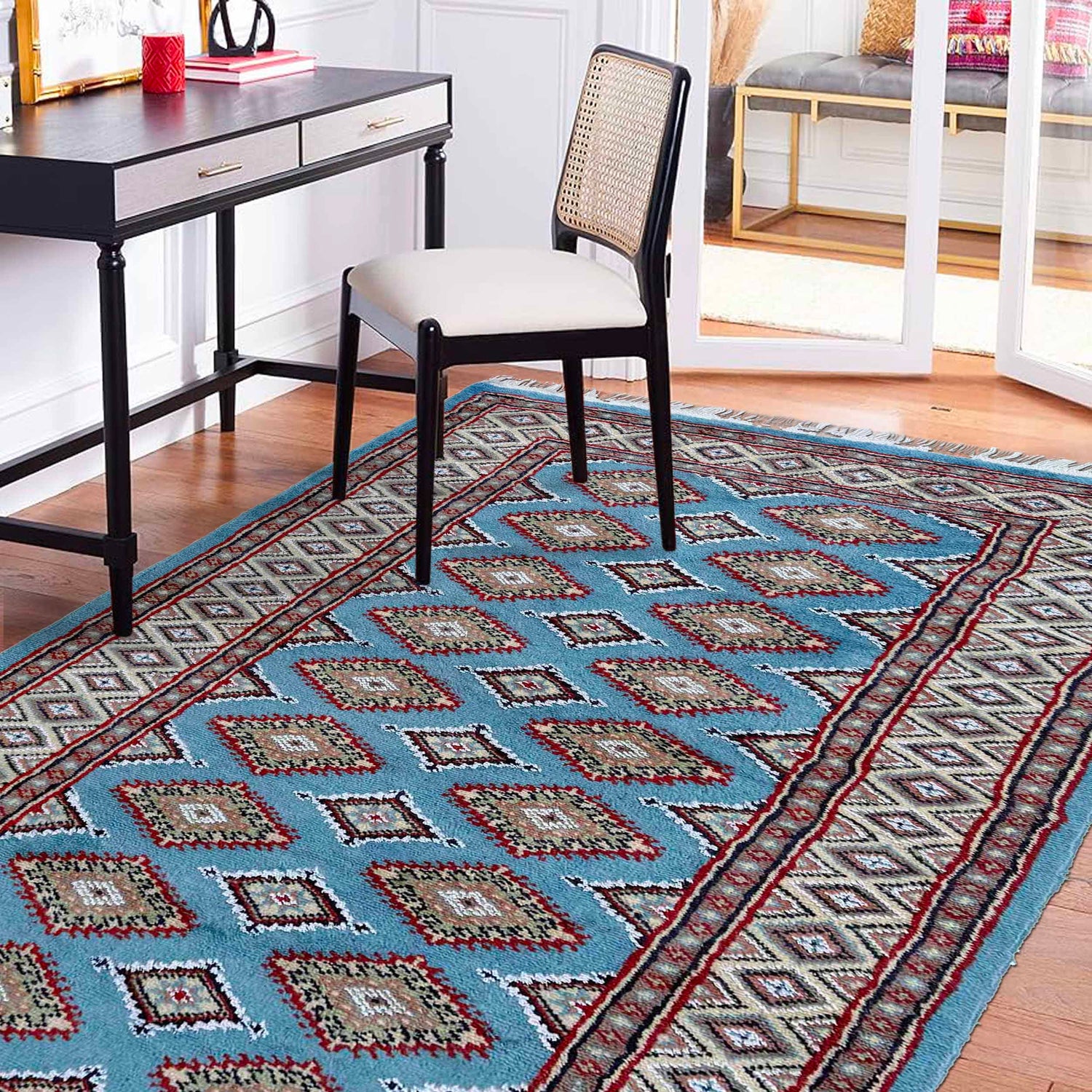 Blue Color Jaldar Area Rug 3' 1" x 5' 3" ft / 94 x 154 cm - No. Y37285