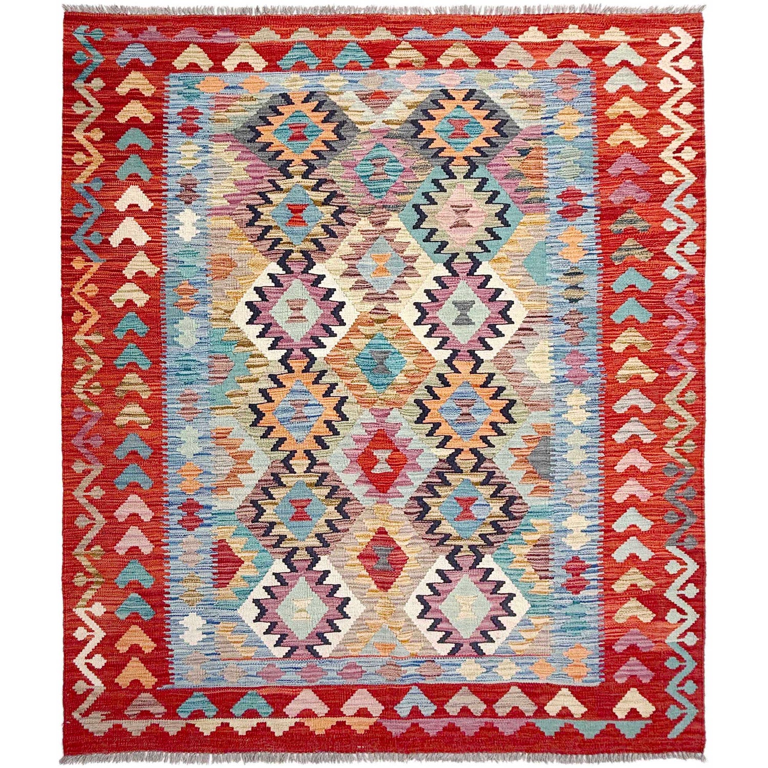 Hand Knotted Flatweave Kilim 5' 1" x 6' 8" ft / 155 x 203 cm - No. Y37290
