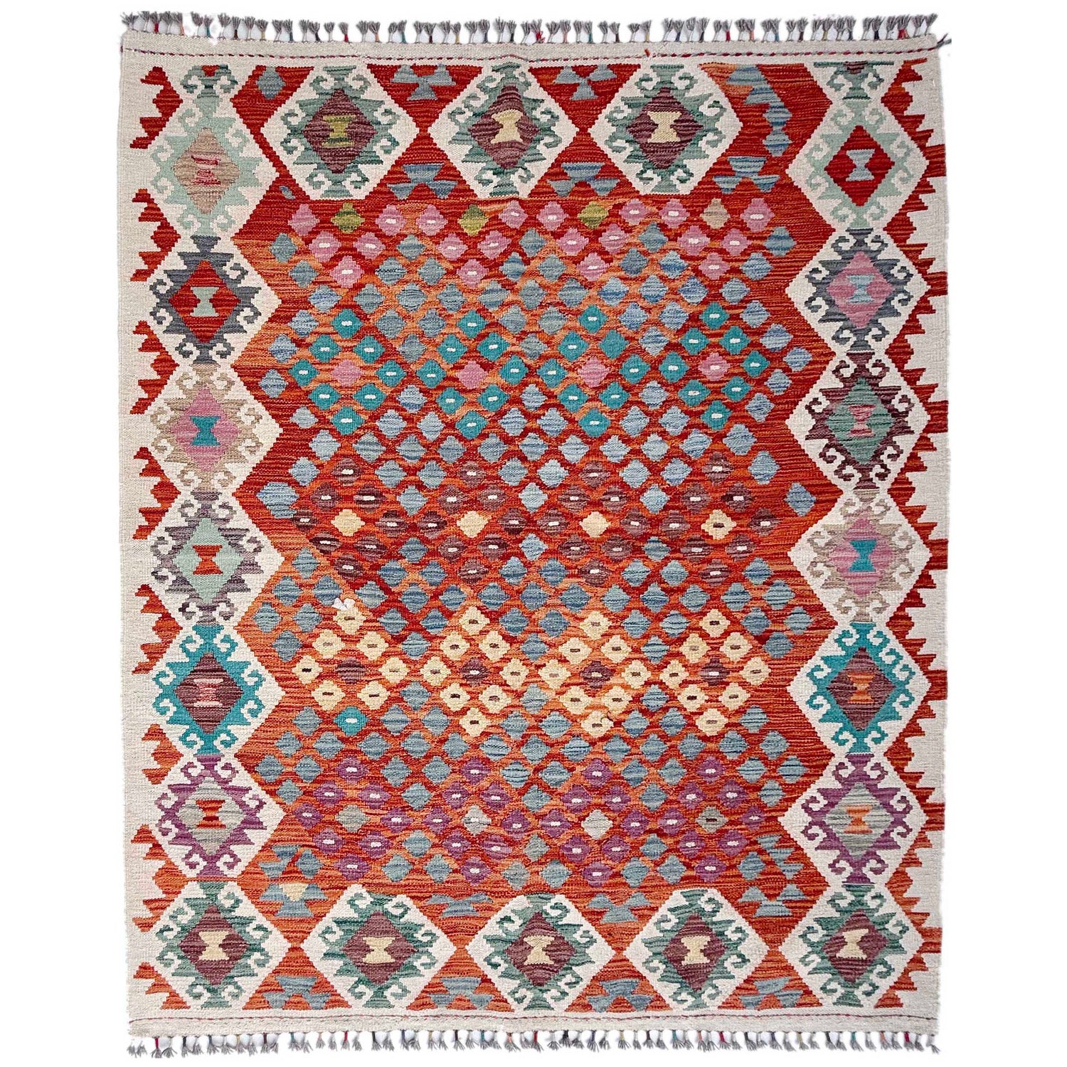Handmade Afghan Vegetable Kilim 5' 1" x 6' 7" ft / 156 x 201 cm - No. Y37291