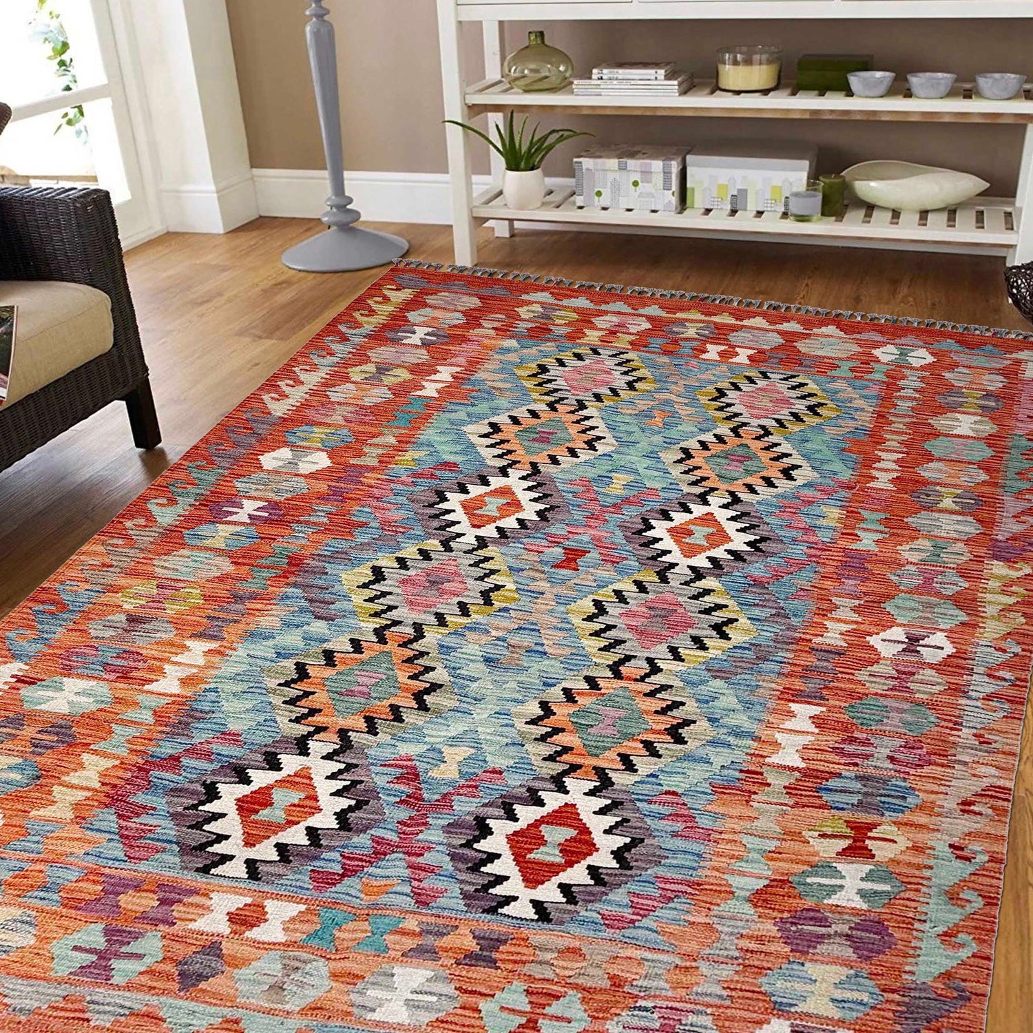 Handmade Vegetable Kilim 5' 1" x 6' 5" ft / 154 x 196 cm - No. Y37301