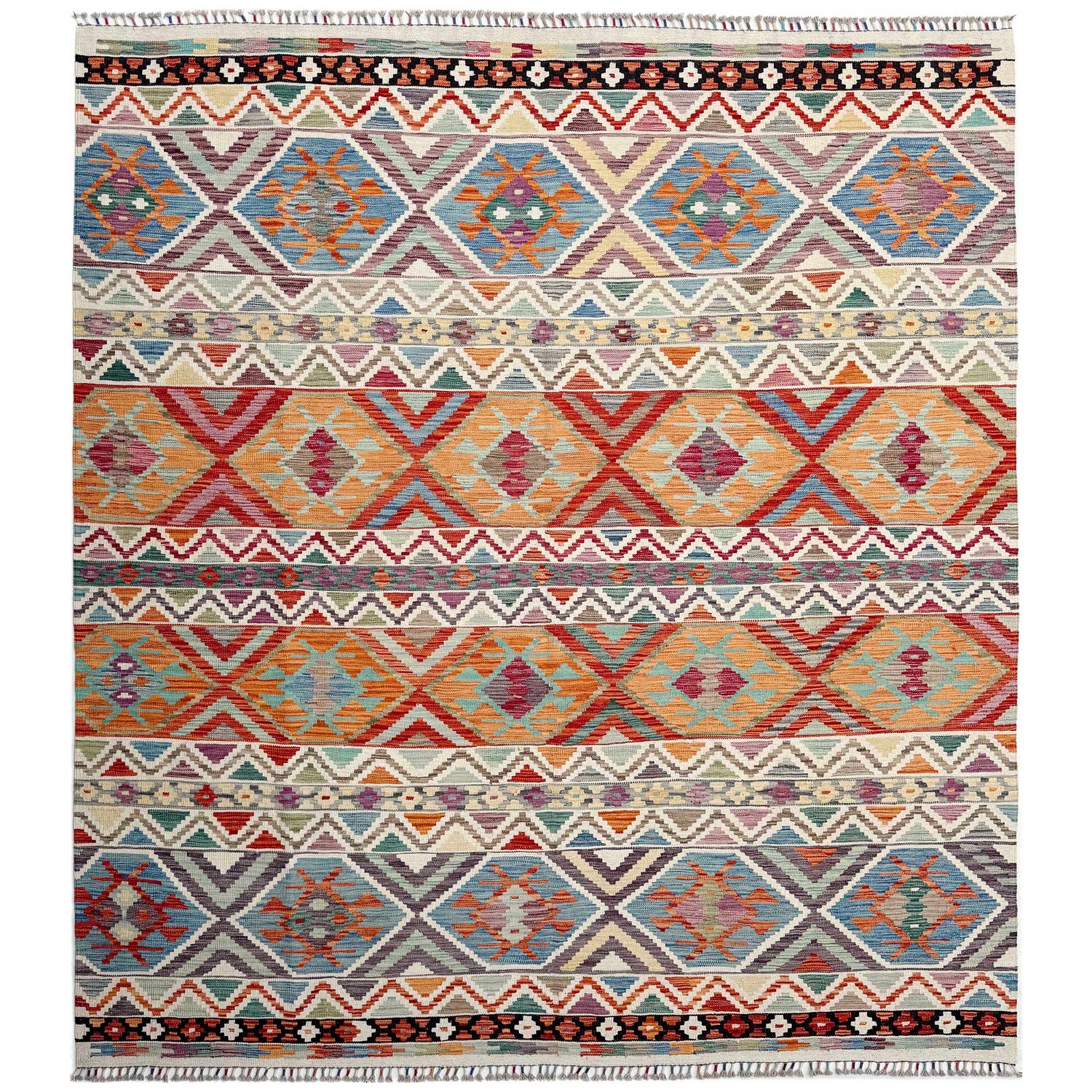 Hand Made Afghan Kilim 8' 3" x 9' 9" ft / 251 x 298 cm - No. Y37316