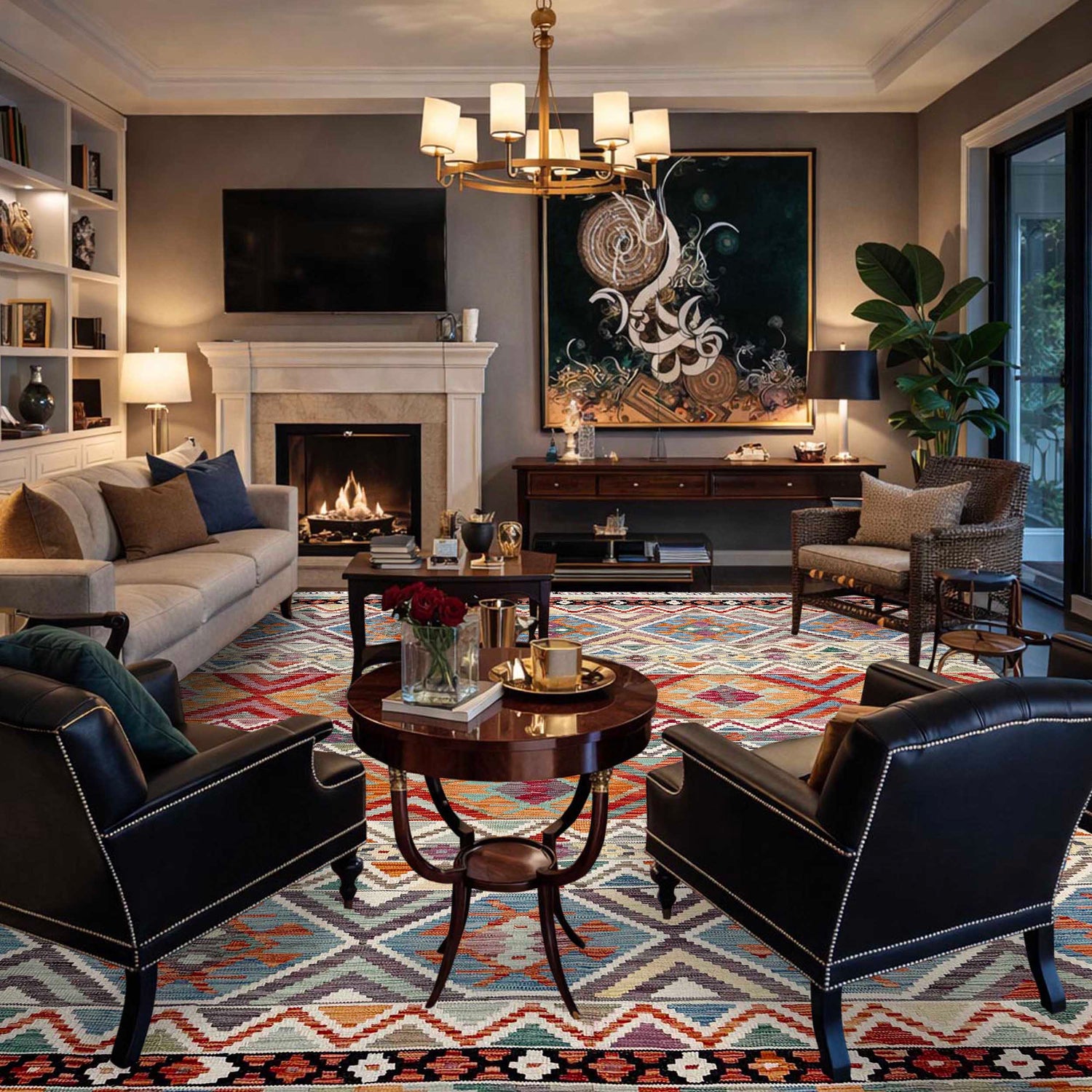 Hand Made Afghan Kilim 8' 3" x 9' 9" ft / 251 x 298 cm - No. Y37316