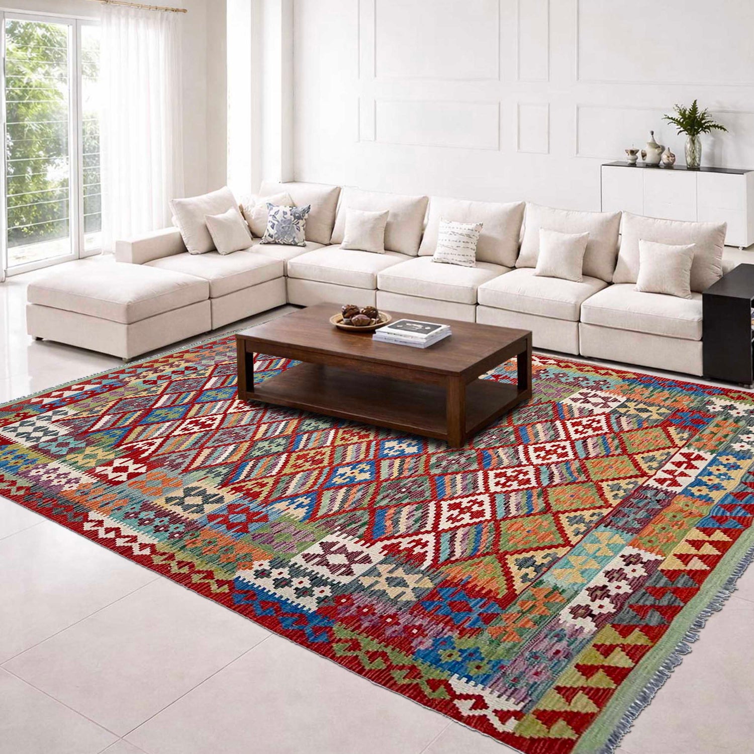 Handmade Vegetable Kilim 6' 7" x 10' 1" ft / 200 x 308 cm - No. Y37320