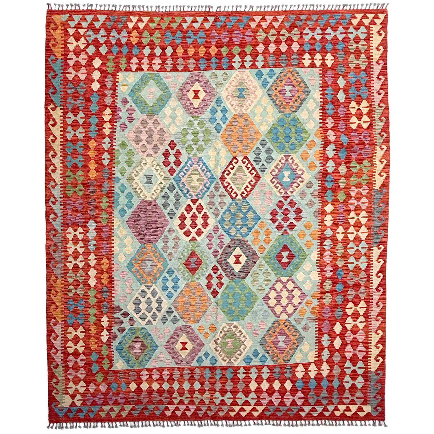 Hand Woven Wool Kelim 7' 3" x 9' 9" ft / 222 x 296 cm - No. Y37335