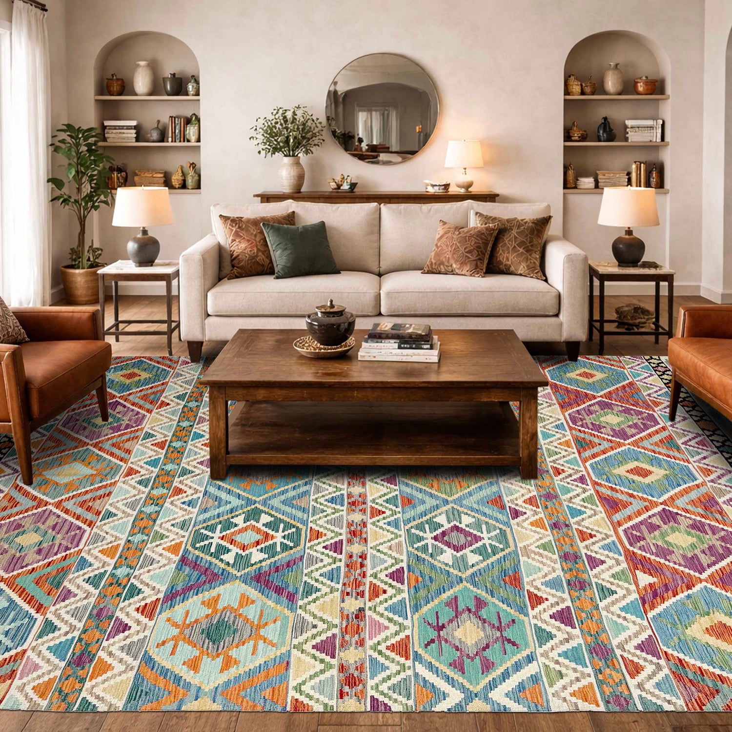 Handmade Vegetable Kilim 8' 6" x 9' 11" ft / 260 x 303 cm - No. Y37343