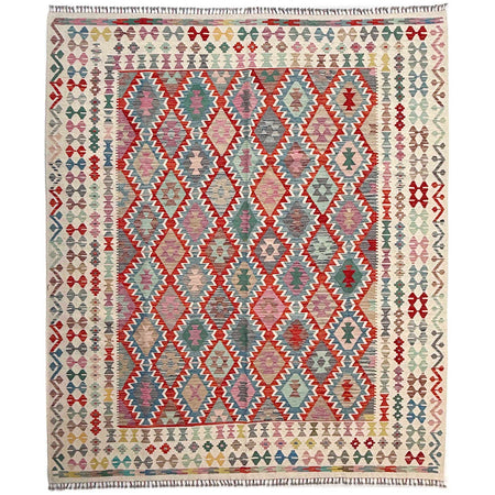 Hand Knotted Afghan Style Kilim 8' 5" x 9' 9" ft / 256 x 296 cm - No. Y37347