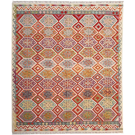 Hand Woven Wool Kelim 8' 5" x 9' 9" ft / 257 x 298 cm - No. Y37348