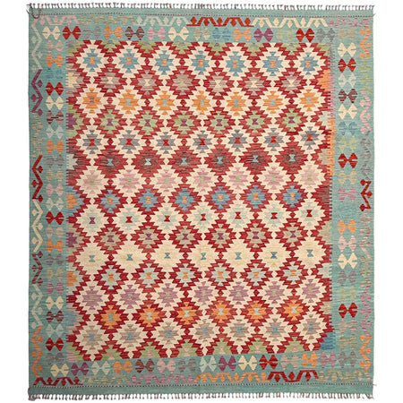 Handmade Turkish Design Wool Kilim 8' 4" x 9' 11" ft / 254 x 302 cm - No. Y37349