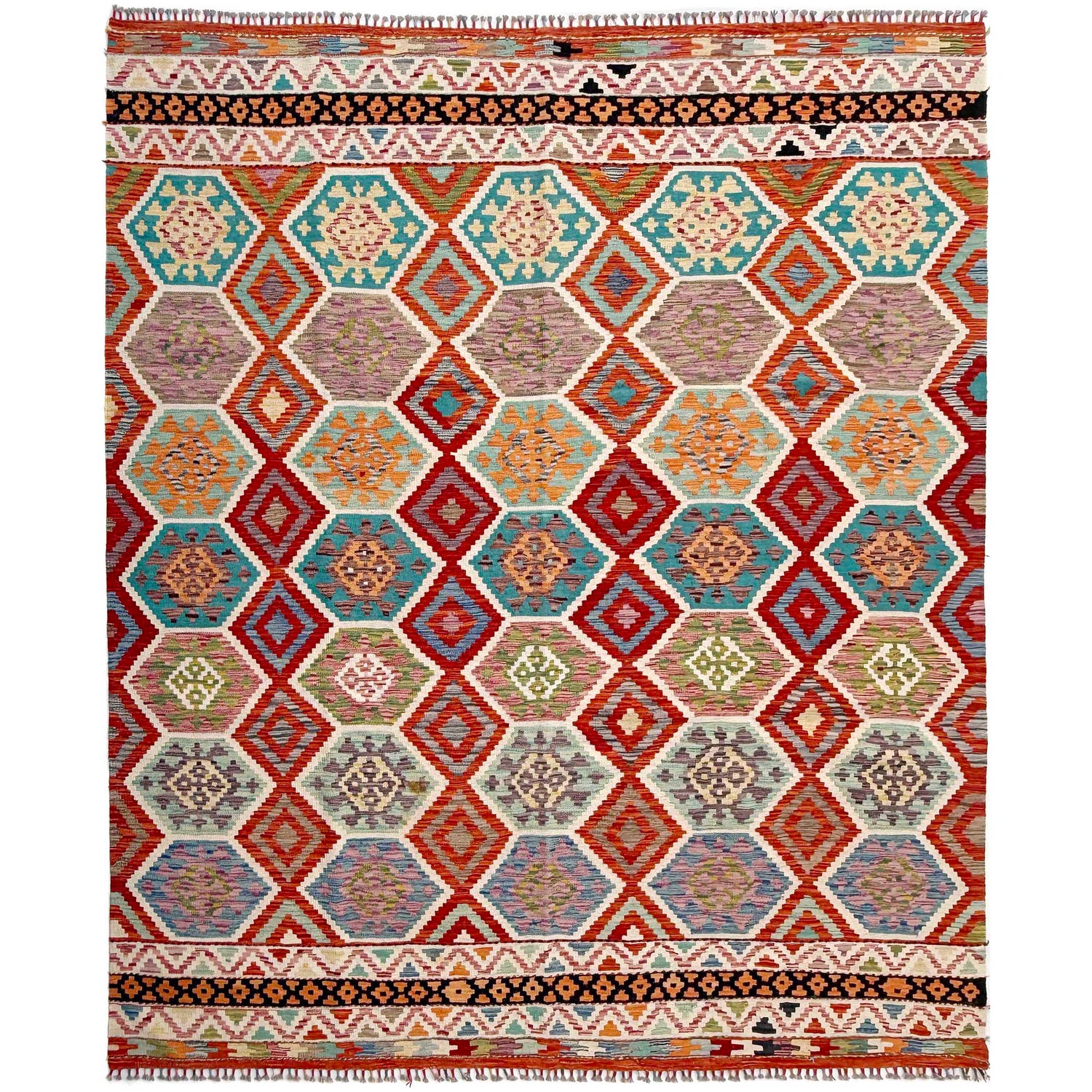 Large Size Chobi Kilim 8' 5" x 9' 9" ft / 257 x 296 cm - No. Y37353