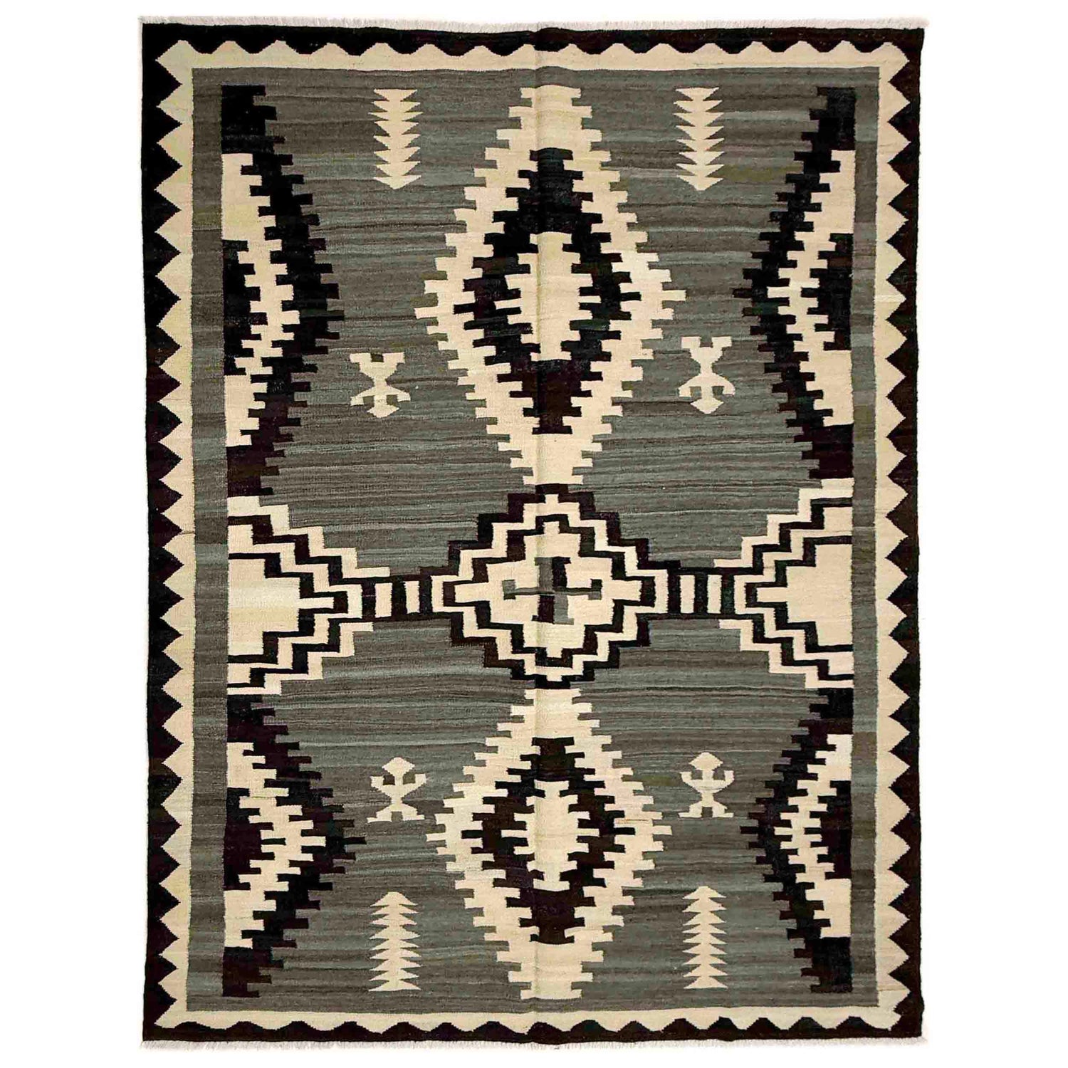 Handmade Turkish Design Wool Kilim 5' 7" x 7' 11" ft / 170 x 241 cm - No. Y39090