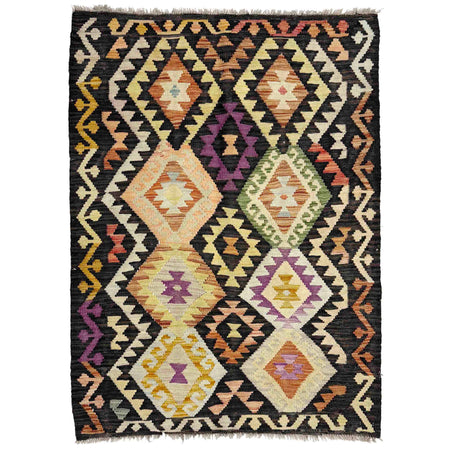 Hand Woven Wool Kelim 3' 4" x 5' 0" ft / 102 x 152 cm - No. Y39096
