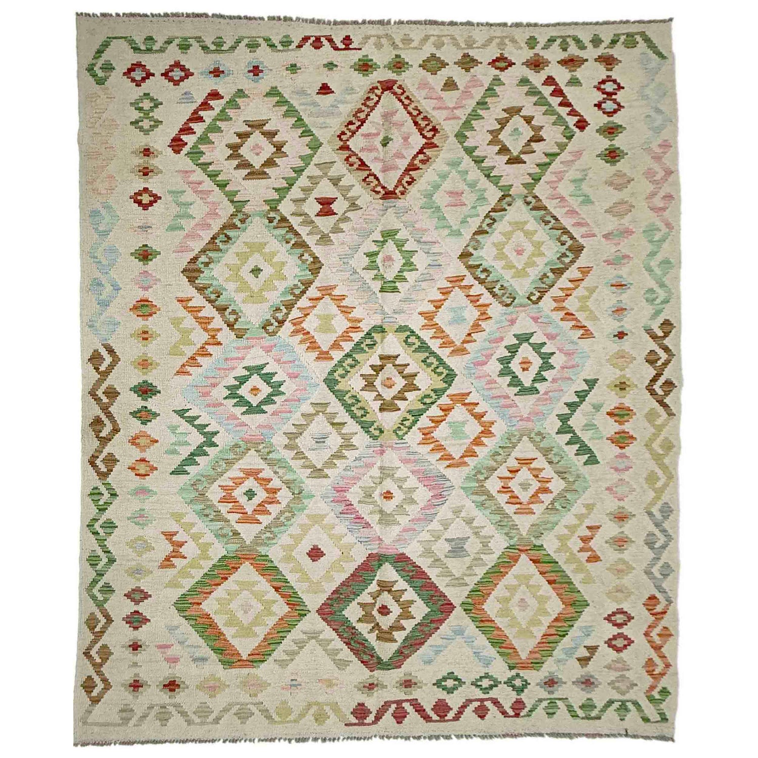 Handmade Afghan Vegetable Kilim 5' 9" x 7' 9" ft / 175 x 237 cm - No. Y39102