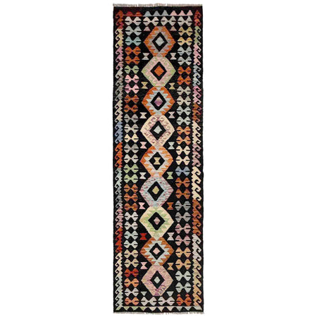 Hand Woven Wool Kelim Runner 2' 6" x 9' 9" ft / 77 x 298 cm - No. Y39105