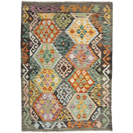 Hand Knotted Flatweave Kilim 4' 0" x 5' 10" ft / 121 x 178 cm - No. Y39114