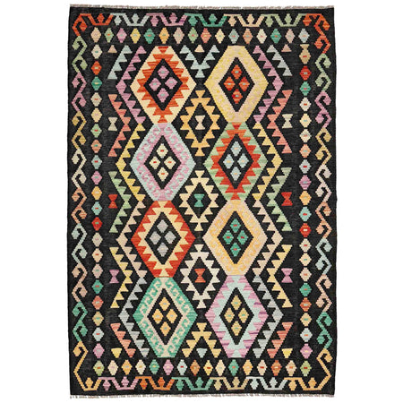 Handmade Afghan Vegetable Kilim 4' 3" x 6' 7" ft / 129 x 200 cm - No. Y39115