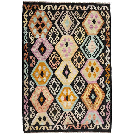 Hand Made Afghan Kilim 4' 1" x 6' 2" ft / 124 x 188 cm - No. Y39116