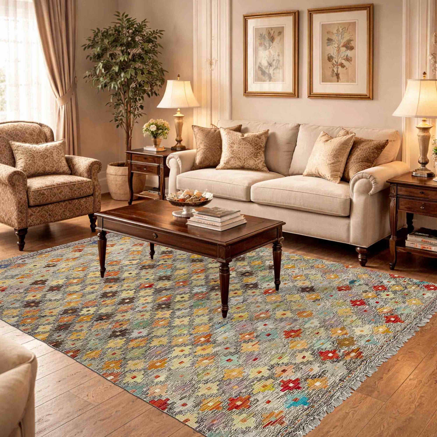 Medium Size Chobi Kilim 4' 11" x 6' 7" ft / 151 x 200 cm - No. Y39130