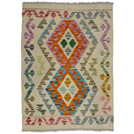 Handmade Turkish Design Wool Kilim 2' 3" x 3' 1" ft / 68 x 93 cm - No. Y39132