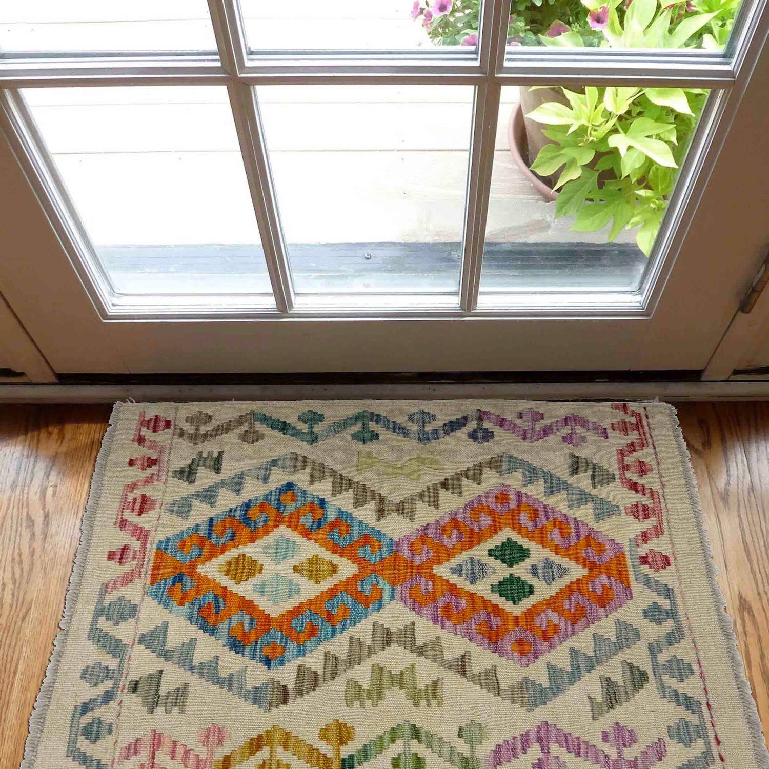 Handmade Turkish Design Wool Kilim 2' 3" x 3' 1" ft / 68 x 93 cm - No. Y39132