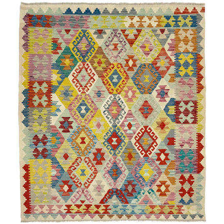 Hand Knotted Flatweave Kilim 5' 1" x 6' 6" ft / 154 x 198 cm - No. Y39138