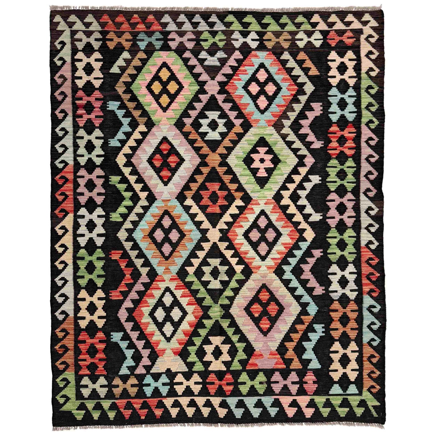 Handmade Afghan Vegetable Kilim 4' 11" x 6' 4" ft / 149 x 192 cm - No. Y39139