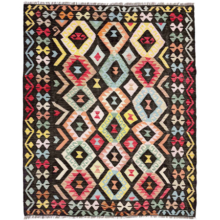 Hand Made Afghan Kilim 5' 2" x 6' 6" ft / 158 x 198 cm - No. Y39144