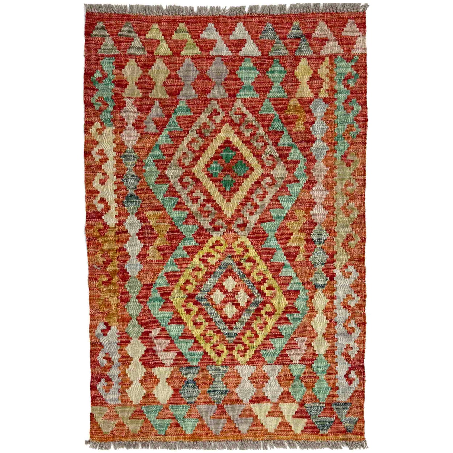 Hand Knotted Flatweave Kilim 2' 0" x 3' 1" ft / 61 x 94 cm - No. Y39147