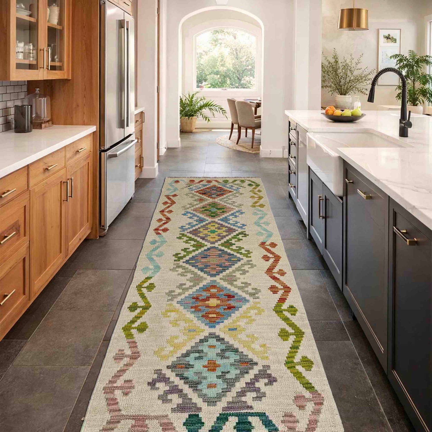 Hand Knotted Flatweave Kilim Runner 1' 11" x 5' 8" ft / 58 x 172 cm - No. Y39150