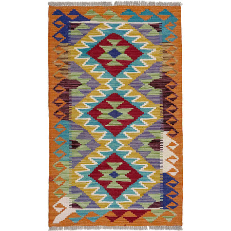 Handmade Afghan Vegetable Kilim 2' 6" x 4' 3" ft / 77 x 130 cm - No. Y39162