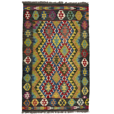 Hand Knotted Flatweave Kilim 3' 5" x 5' 3" ft / 103 x 161 cm - No. Y39163
