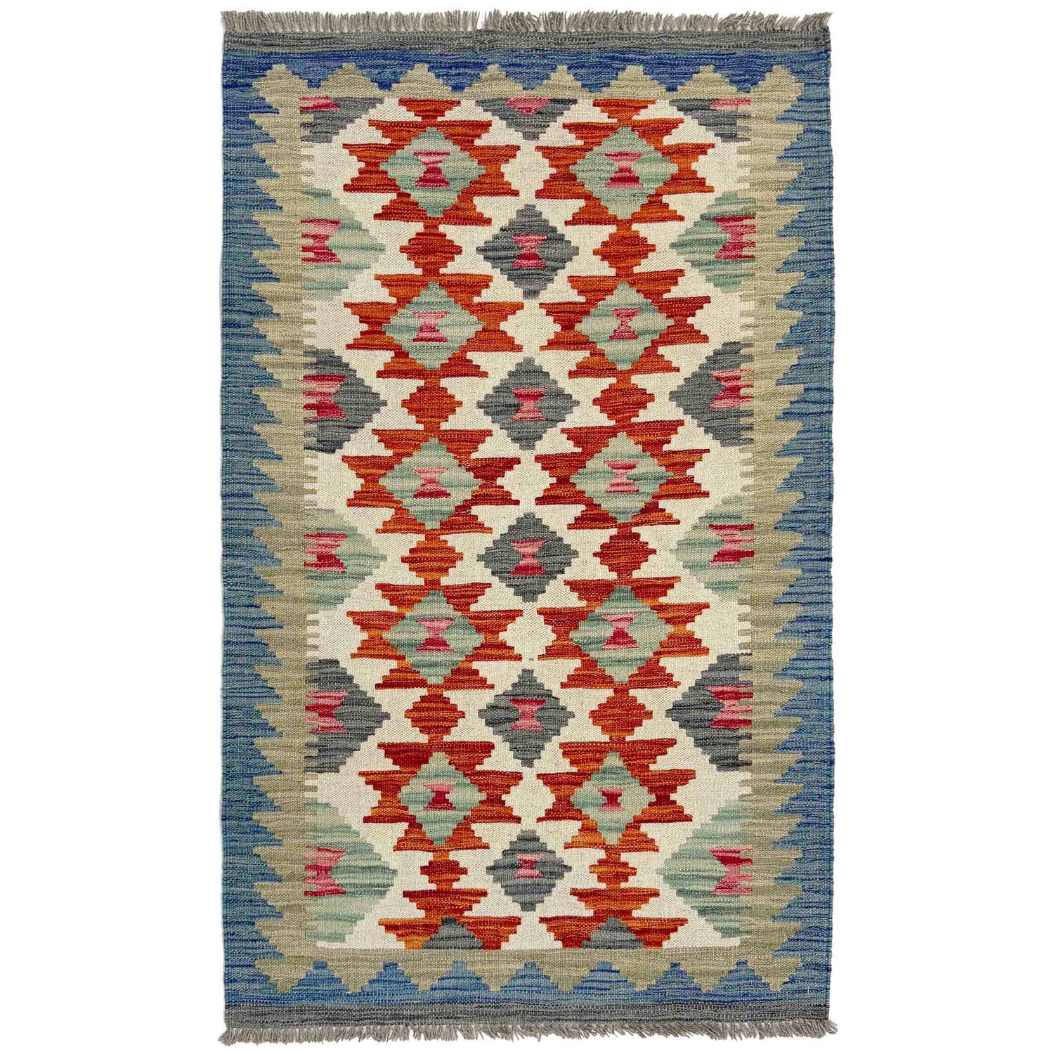 Hand Made Afghan Kilim 2' 7" x 4' 3" ft / 79 x 129 cm - No. Y39164