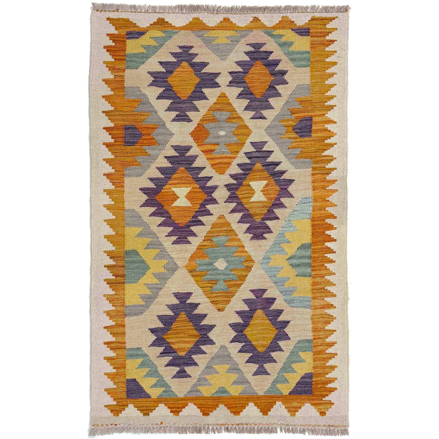 Handmade Afghan Vegetable Kilim 2' 9" x 4' 9" ft / 84 x 146 cm - No. Y39166