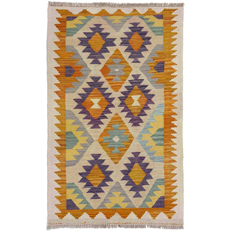 Handmade Afghan Vegetable Kilim 2' 9" x 4' 9" ft / 84 x 146 cm - No. Y39166