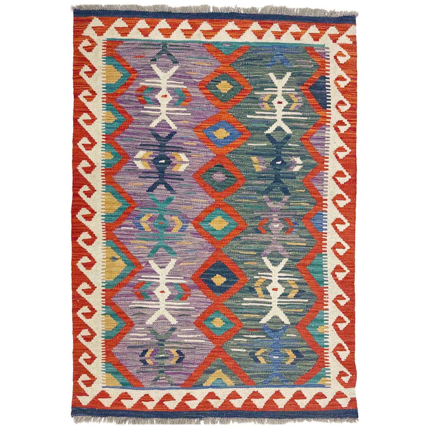 Hand Knotted Flatweave Kilim 3' 2" x 4' 11" ft / 97 x 149 cm - No. Y39167