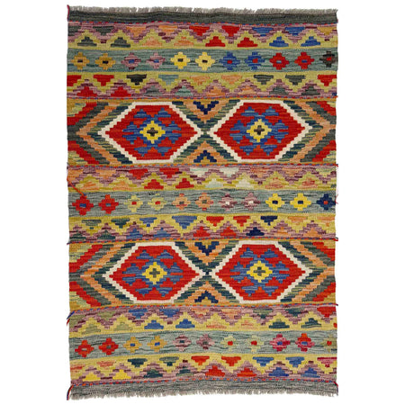 Hand Knotted Flatweave Kilim 3' 2" x 4' 11" ft / 97 x 150 cm - No. Y39168