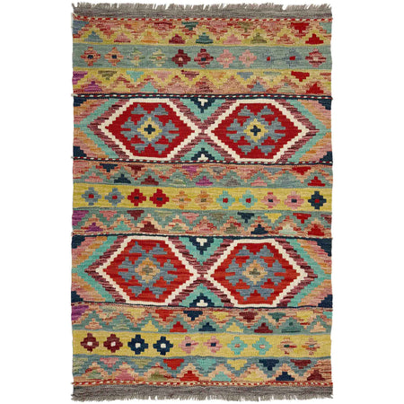 Hand Made Afghan Kilim 3' 4" x 4' 11" ft / 101 x 150 cm - No. Y39169