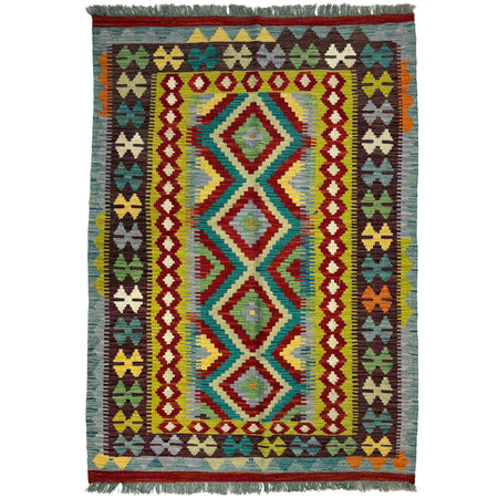 Handmade Afghan Vegetable Kilim 3' 4" x 4' 11" ft / 102 x 149 cm - No. Y39170